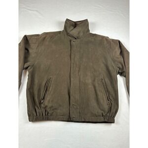 Aberdeen Collection Men's Bomber Jacket Brown Full Zip Size L